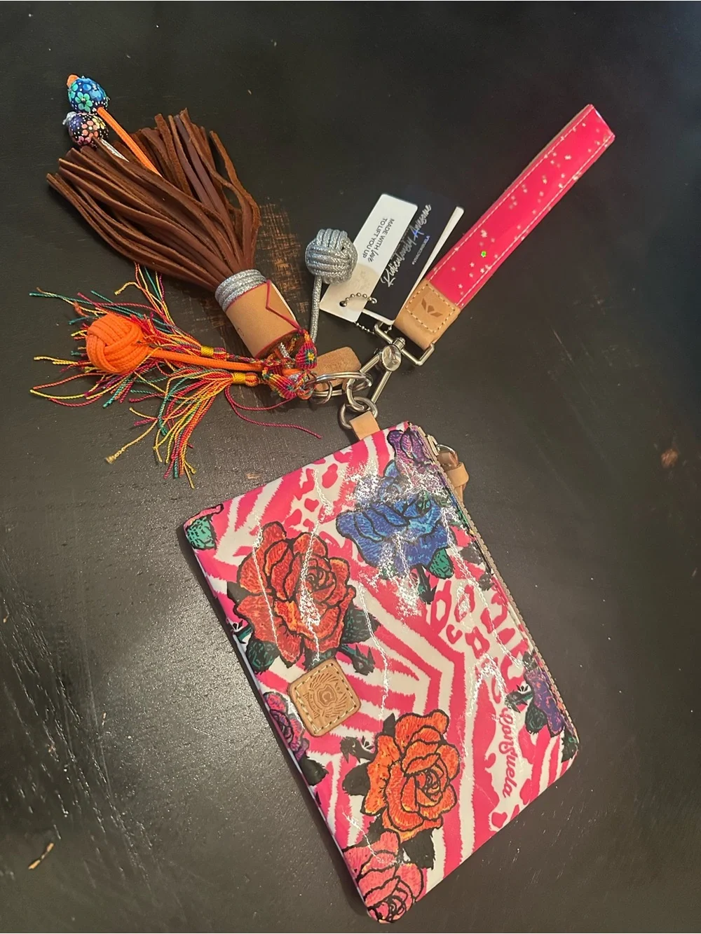 NWT Consuela midtown Colorful Floral Zip wristlet- Pink